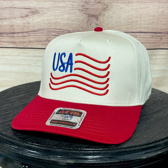 USA Wavy Line Natural/Red