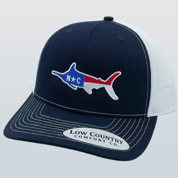North Carolina Flag Marlin Straight Navy/White Hat