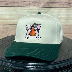 Pumpkin Bow Natural/Dark Green