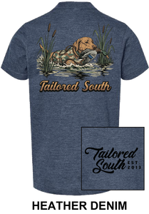 TS031Y - Lab Swimming with Duck - Heather Denim