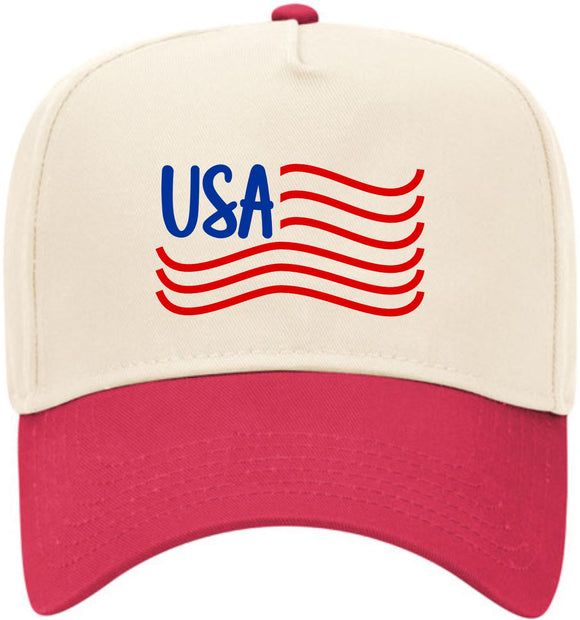 USA Wavy Line Natural/Red