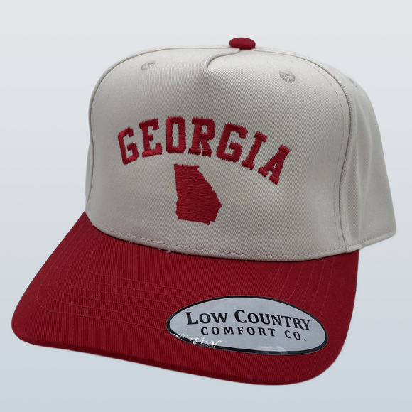 Georgia Arched State Outline Natural/Red