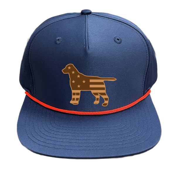USA Flag Lab Patch Leather 5perf Navy Red Rope
