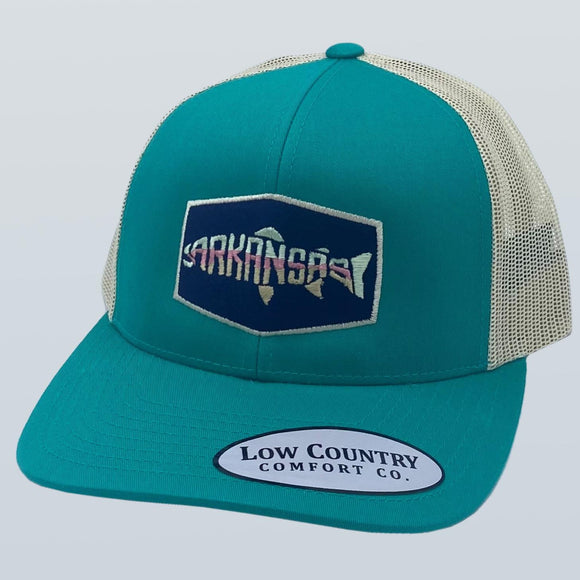 Arkansas Trout Patch Teal/Beige Hat