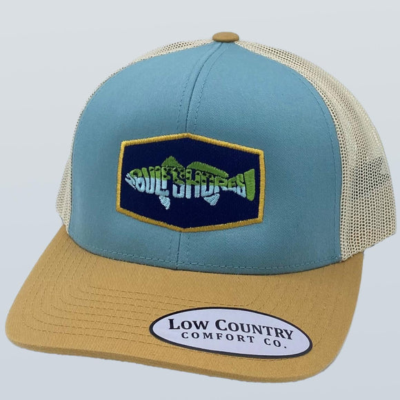 Gulf Shores Speckled Trout Patch Smoke Blue/Gold/Beige Hat