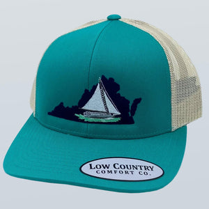 Virginia Sailboat Teal/Beige Hat