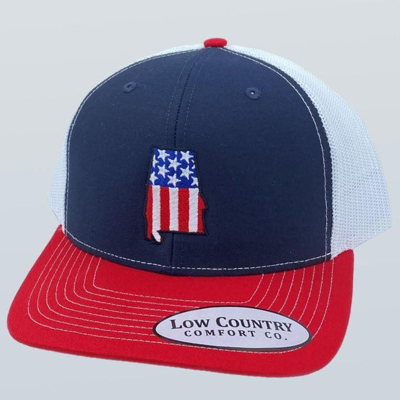 Alabama Usa Flag Red/Navy/White Hat