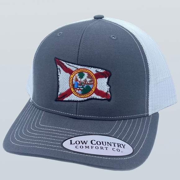 Florida Wavy FLag Charcoal/White Hat