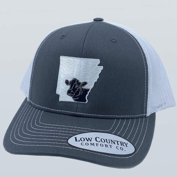 Arkansas Cow Charcoal/White Hat