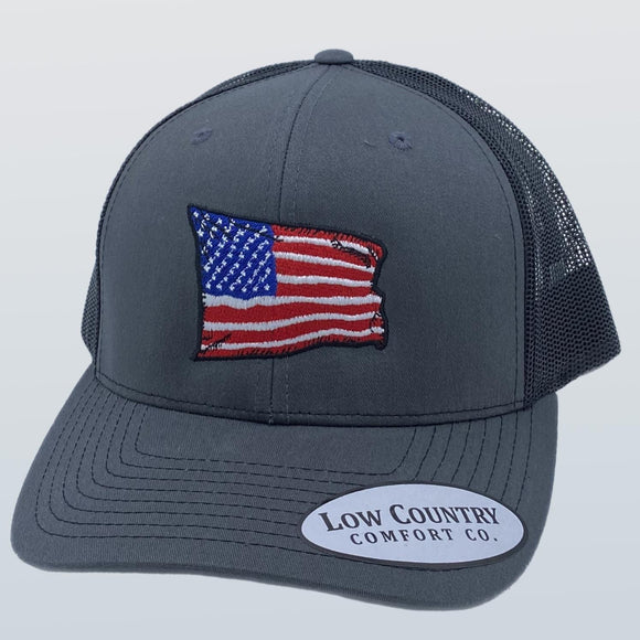 USA Wavy Flag Charcoal/Black Hat