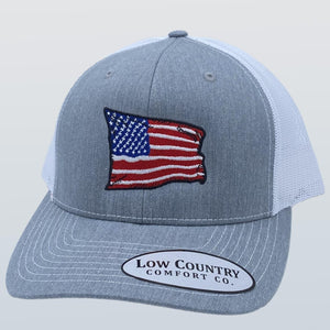 USA Wavy Flag Heather/White Hat