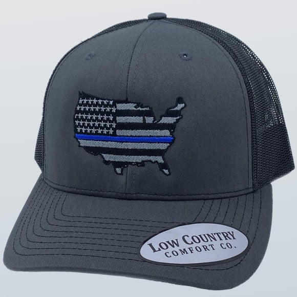 USA Blue Line Charcoal/Black Hat