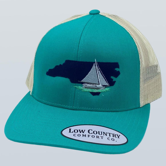 North Carolina Sailboat Teal/Beige Hat