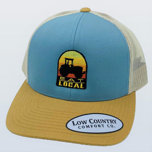 Eat Local Tractor Smoke Blue/Gold/Beige Hat