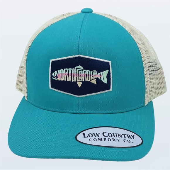 North Carolina Trout Patch Rainbow Teal/Beige Hat