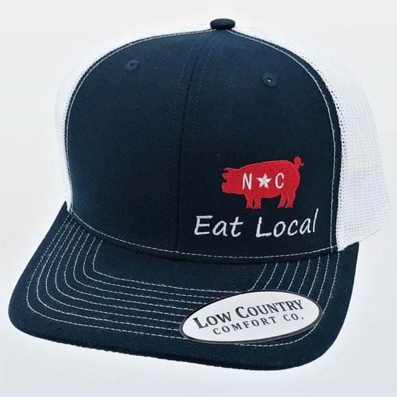 North Carolina Eat Local Pig Navy/White Hat