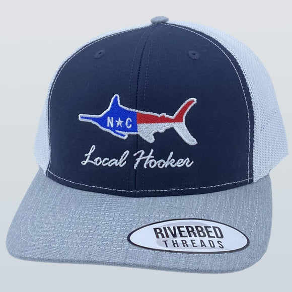 Local Hooker NC Flag Marlin Heather/Navy/White Hat