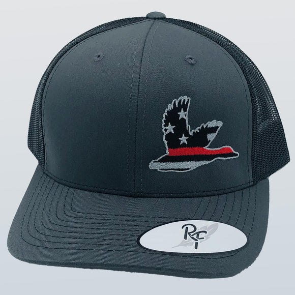 Ruffling Feathers USA Flying Duck Red Line Charcoal/Black Hat
