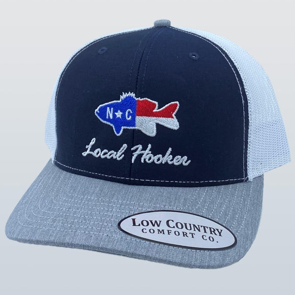 Local Hooker NC Flag Bass Heather/Navy/White Hat