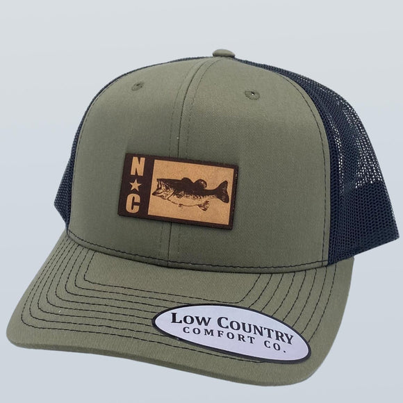 North Carolina Bass Leather Patch Hat Loden/Black