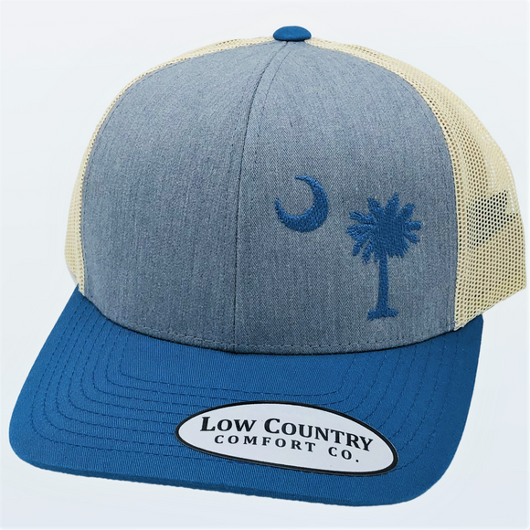 South Carolina Moon & Palm Heather/Ocean/Beige Hat