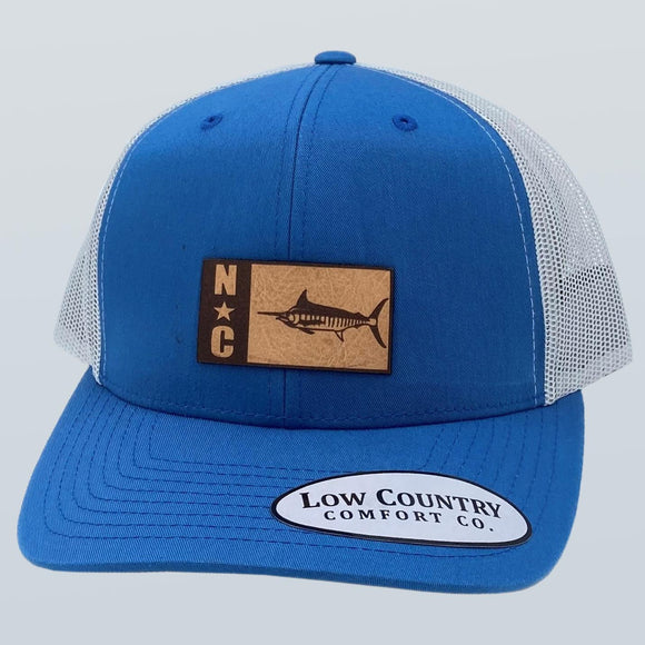 North Carolina Marlin Leather Patch Hat Steel Blue/Silver