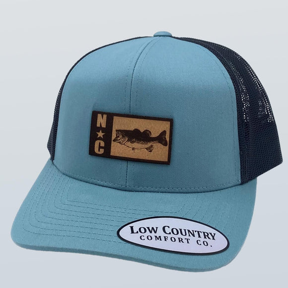 North Carolina Bass Leather Patch Hat Smoke Blue/Charcoal