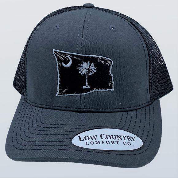 South Carolina Wavy Flag Greyscale Charcoal/Black Hat