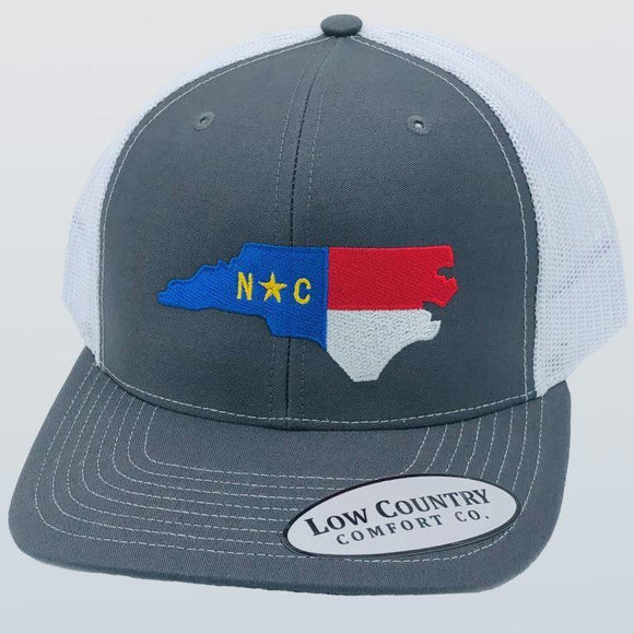 North Carolina Flag Charcoal/White Hat