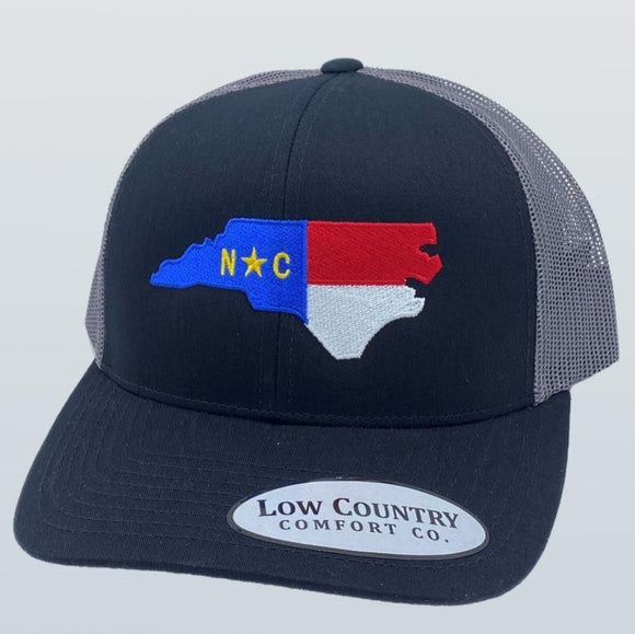 North Carolina Flag R/W/B Black/Charcoal Hat