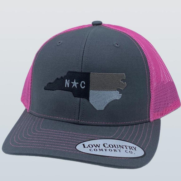 North Carolina Flag Charcoal/Neon Pink Hat