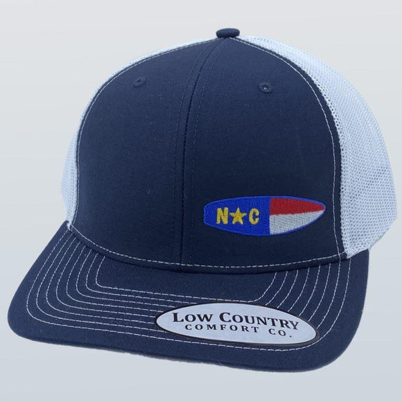 North Carolina Flag Surfboard Navy/White Hat