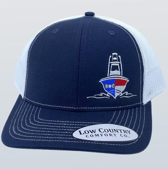 North Carolina Flag Boat Navy/White Hat