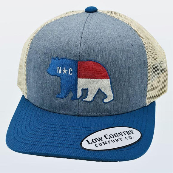 North Carolina Flag Bear Heather/Ocean/Beige Hat