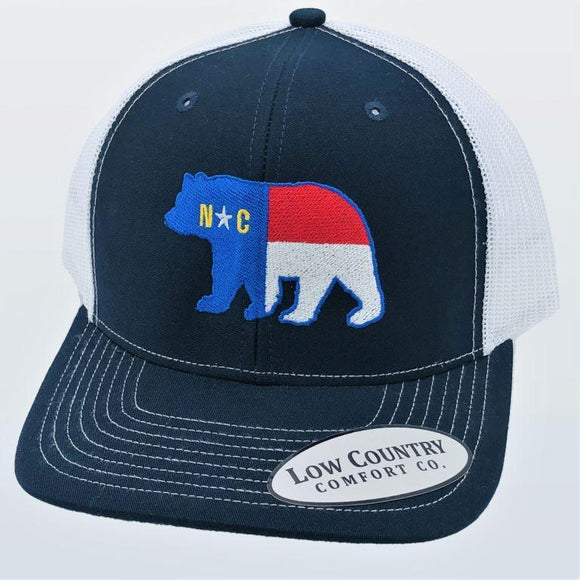 North Carolina Flag Bear Navy/White Hat