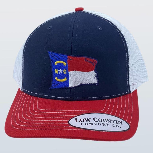 North Carolina Wavy Flag Red/Navy/White Hat