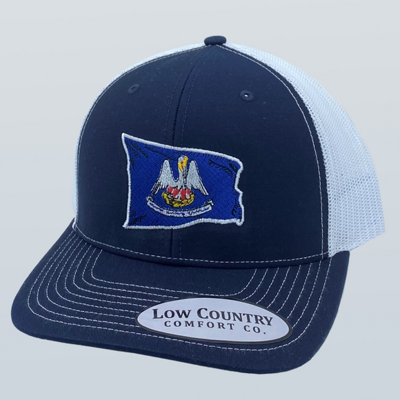 Louisiana Wavy Flag Navy/White Hat