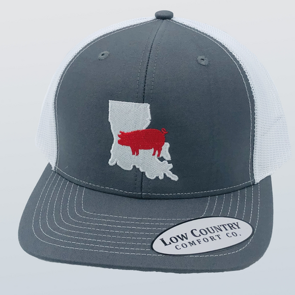 Louisiana Pig Charcoal/White Hat