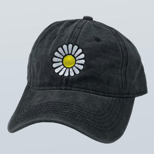 Daisy Unstructured Hat Black