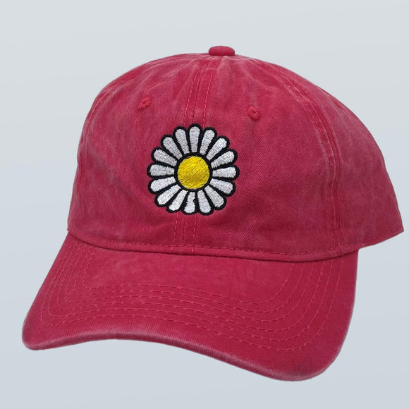Daisy Unstructured Hat Red