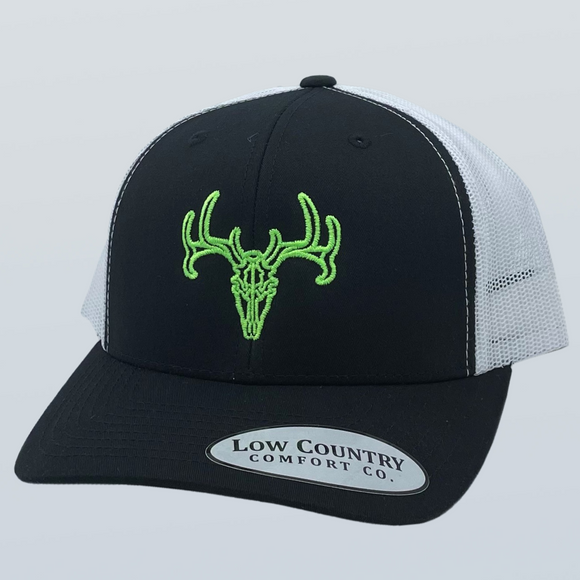 Shot Caller Deer Skull Green Black/White Hat