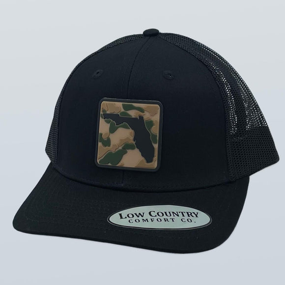 Florida Camo Outline PVC Patch Black Hat