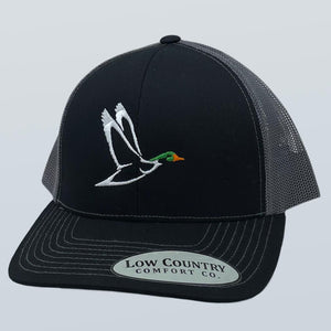 Flying Wood Duck Line Art Black/Charcoal Hat