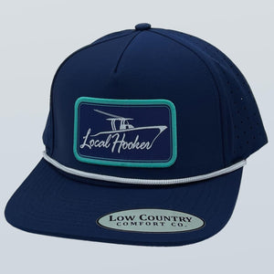 Local Hooker Charter Boat Patch Navy Performance  Hat