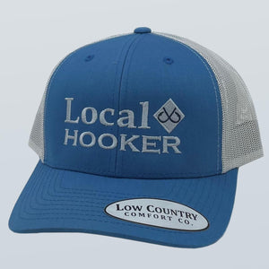 Local Hooker Text Steel Blue/Silver Hat