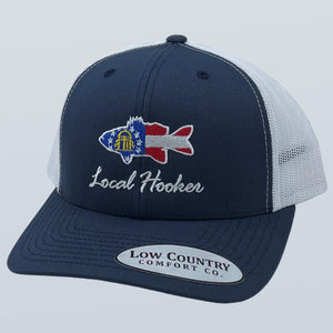 Local Hooker GA Flag Bass Navy/White Hat