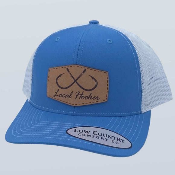 Local Hooker Patch Leather Columbia Blue/White Hat