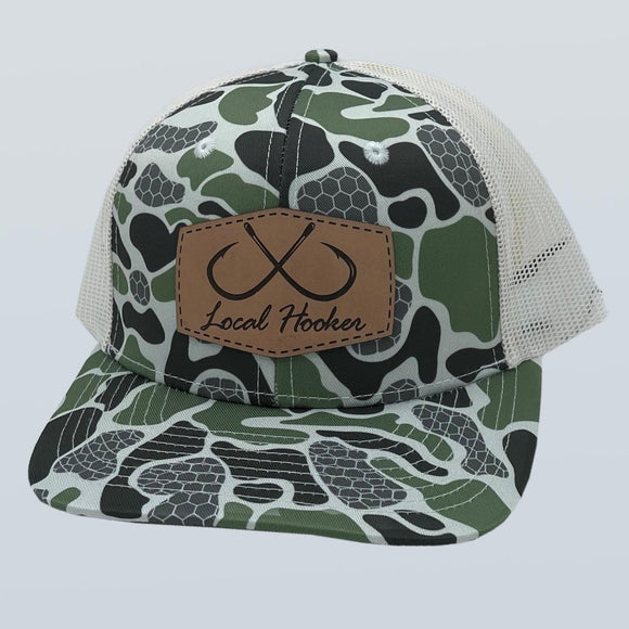 Local Hooker Patch Leather LC Camo Hat
