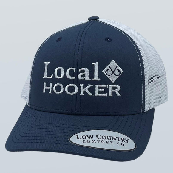 Local Hooker Text Navy/White Hat – Riverbed Threads