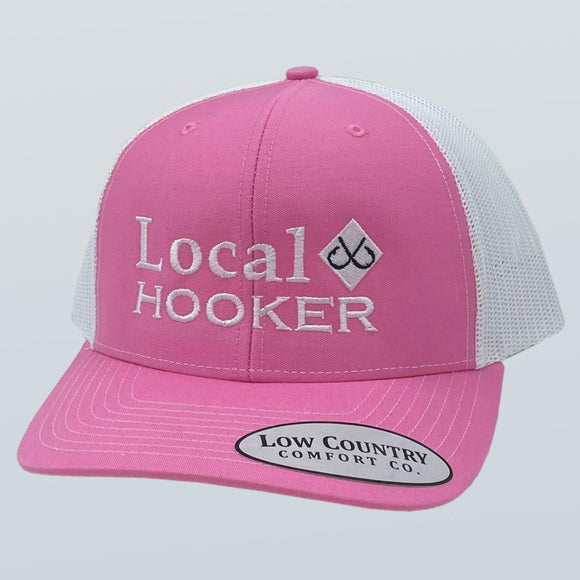 Local Hooker Text Pink/White Hat